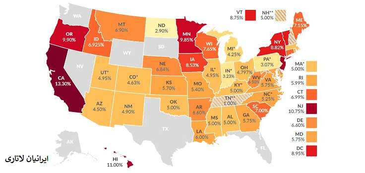 مالیات بر درآمد ایالت های آمریکا مالیات بر درآمد ایالت های آمریکا